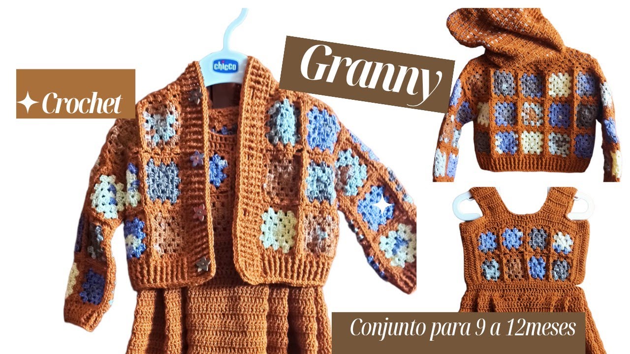 Como tejer conjunto granny a #crochetprincipiante,para bebé de 9 meses al año PARTE - 1 🥰👍