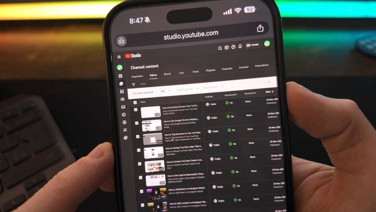 Как удалить все видео YouTube сразу на мобильном устройстве