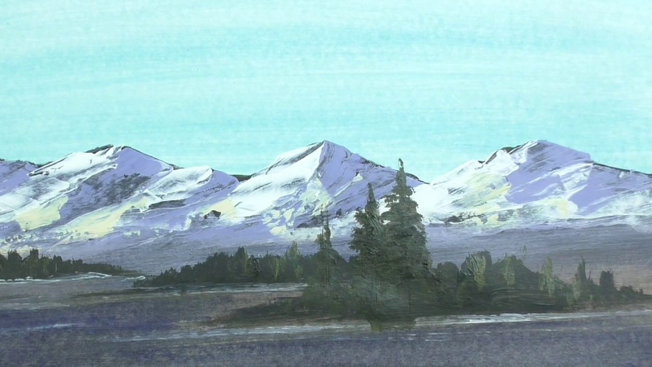 How to paint Bob Ross mountains with acrylic paint