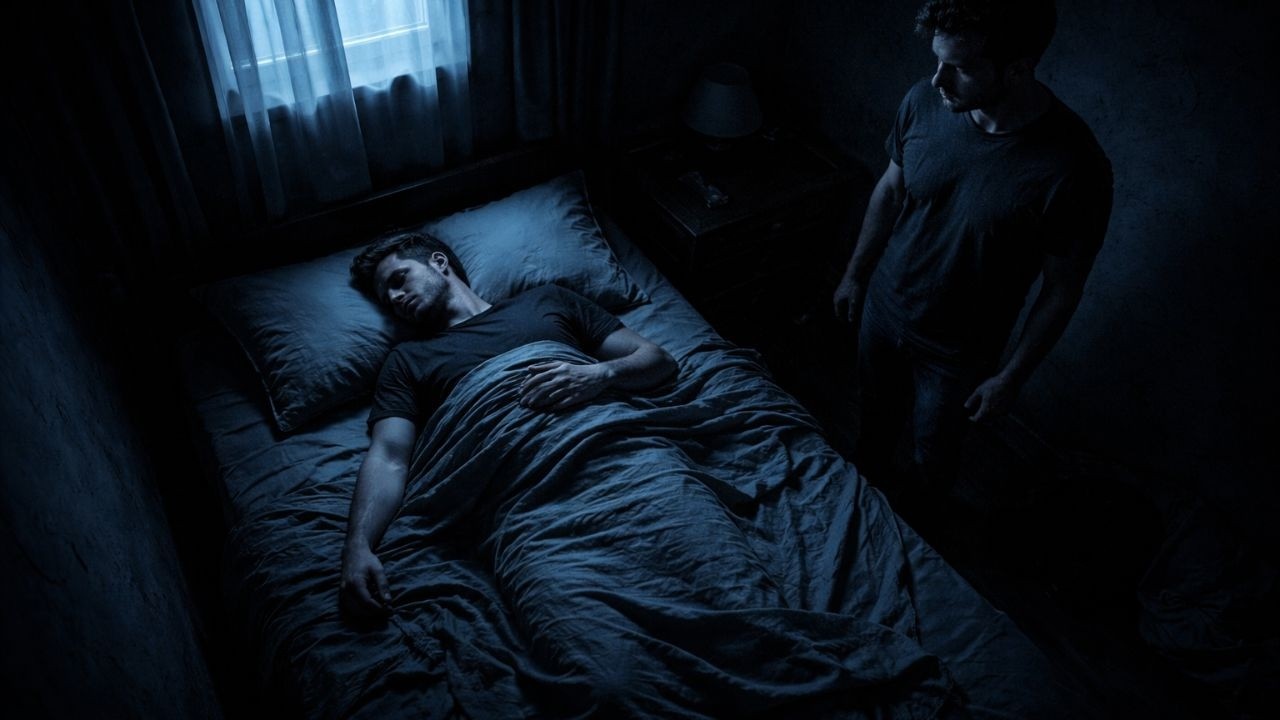 ACORDEI E AINDA ESTAVA DE PÉ AO LADO DA MINHA CAMA