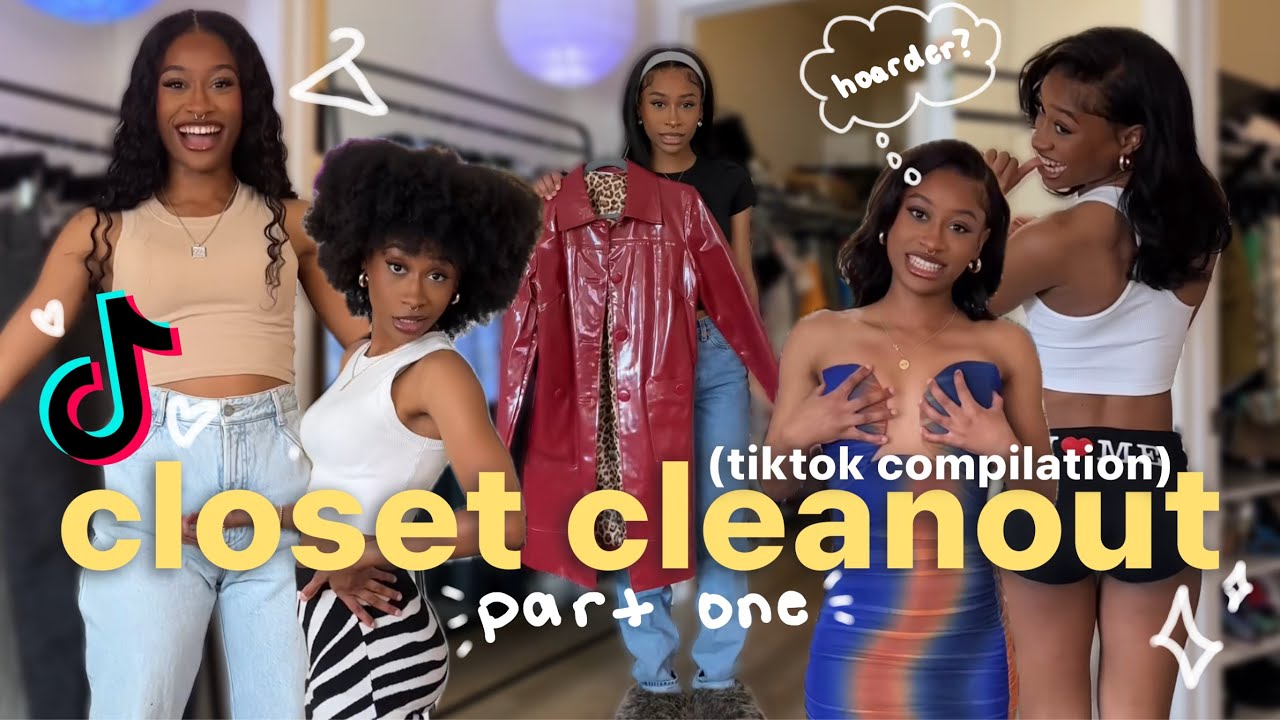 trying on almost *ALL* my clothes?! (tiktok closet clean out compilation)