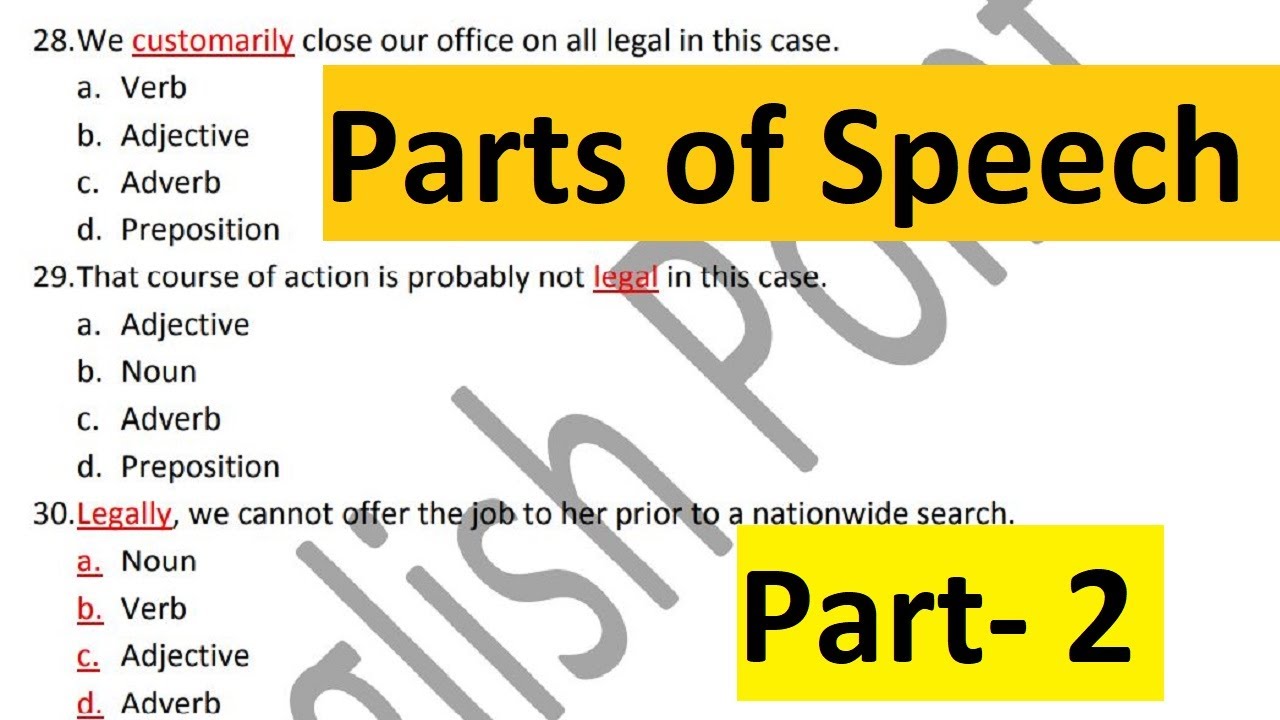 Parts Of Speech | Part - 2 | Objective Grammar Parts Of Speech