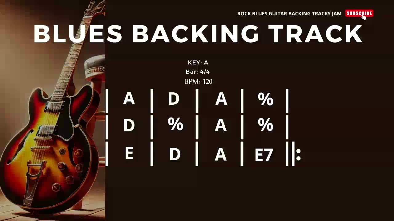 Shuffle Blues Backing Track in A 120 BPM