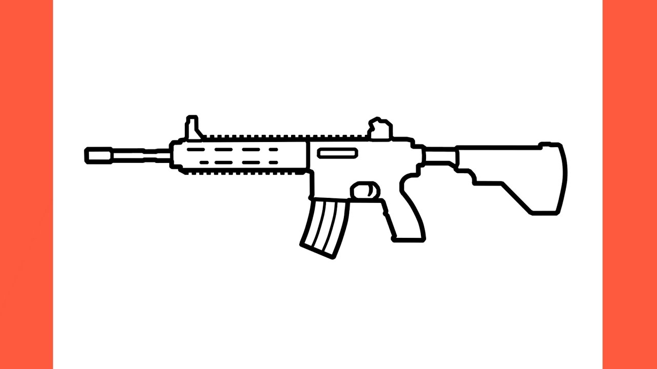 How to draw M416 RIFLE from PUBG easy / drawing HK416 pubg mobile gun step by step