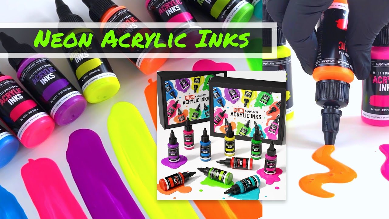 NEW Super concentrated neon acrylic ink (liquid acrylic paint) KAMENSKAYA INK