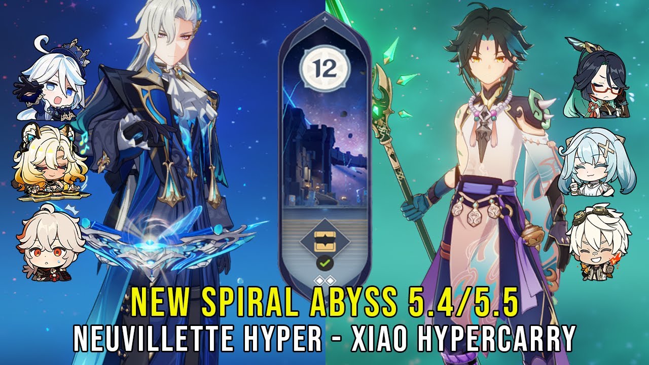 C0 Neuvillette Hypercarry and C0 Xiao Hypercarry | Genshin Impact Abyss 5.4 5.5 Floor 12 9 Stars