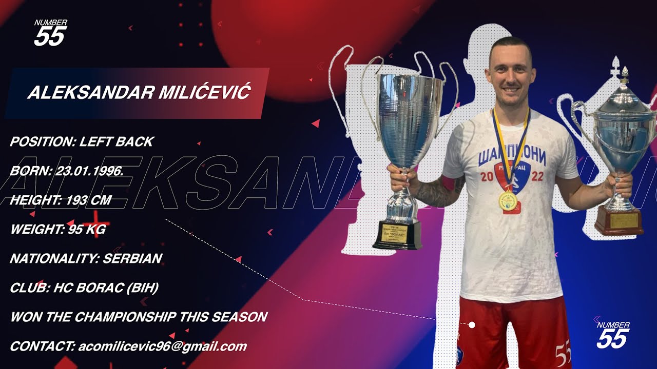 Aleksandar Milicevic - Left Back - HC Borac -Highlights - Handball - CV - 2021/22