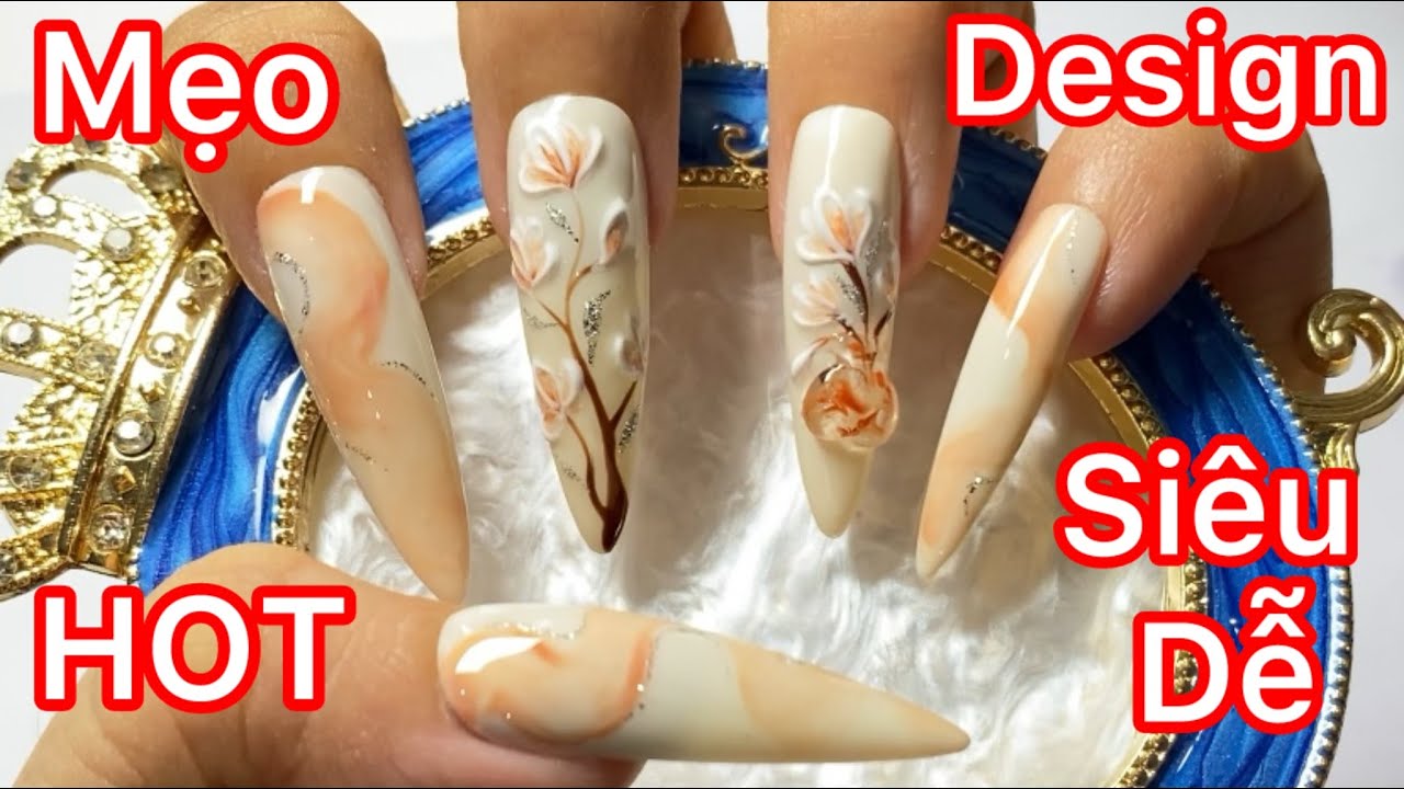 Cách vẽ hoa vẽ vân design mẫu nail nhẹ nhàng