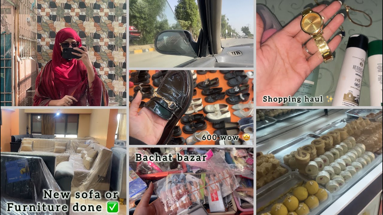 2in1 vlog ☺️bachat bazar vlog 🤷🏼‍♀️ | new furniture bhi aagaya mera 🤍 | Aj wardrobe set krli mny 🥰