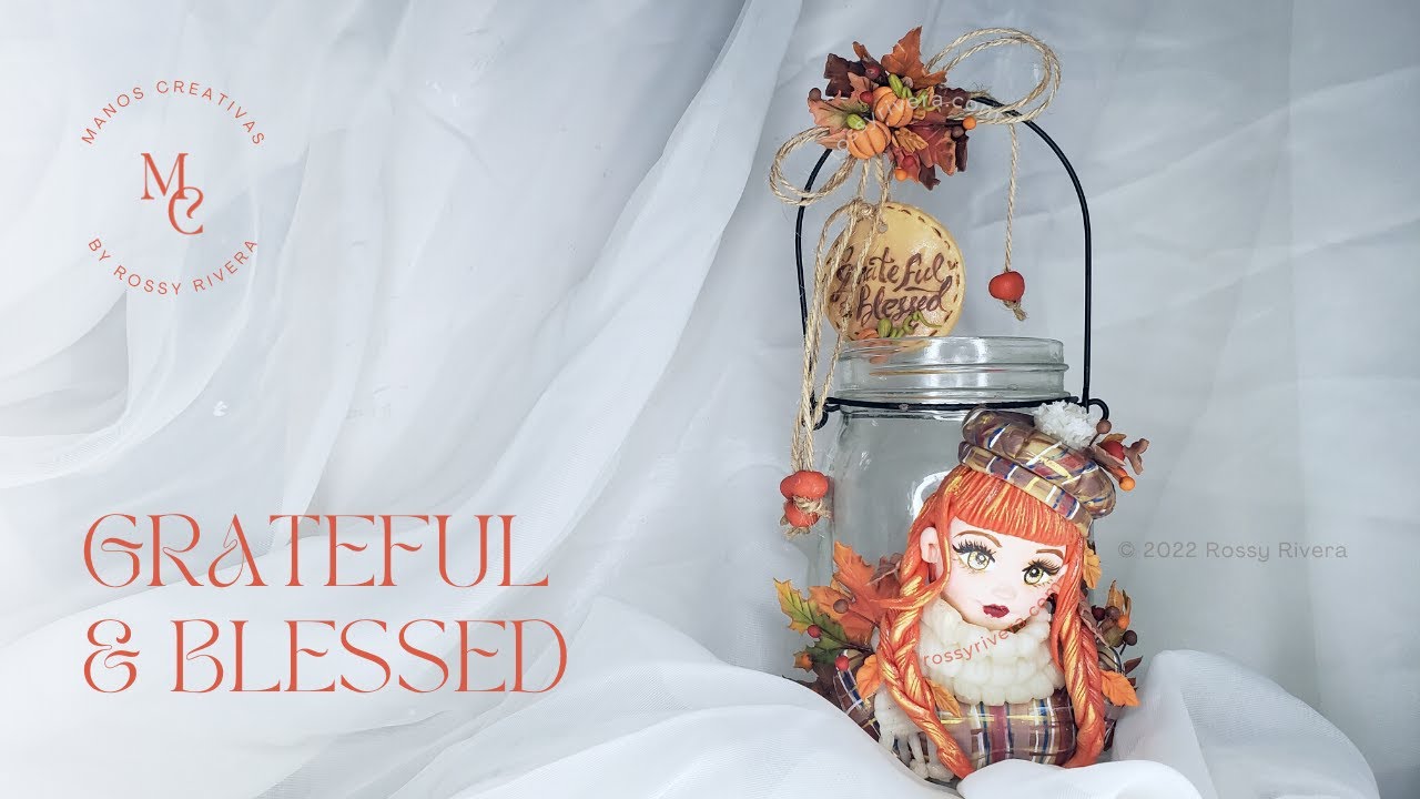 Making an Autumn Themed Thanksgiving Doll Figure Mason Jar in Cold Porcelain Clay | Rossy Rivera