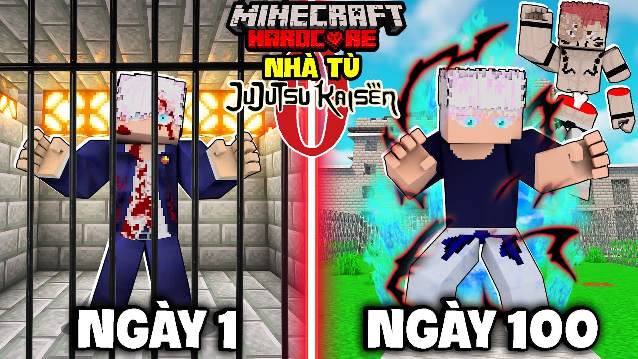 2 CÁ Tóm Tắt 100 Ngày Nhà Tù Chú Thật Sư Trong Minecraft Siêu Khó Jujutsu Kaisen