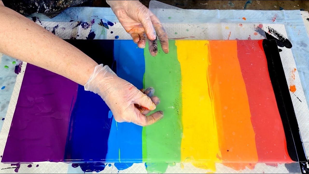 1314 An Explosion Of  Beautiful Tiny Cells In This Acrylic Rainbow Swipe