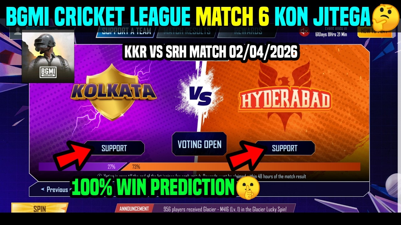 BGMI MATCH 6 KOLKATA VS HYDERABAD SUPPORT KISKO KARE / KKR VS SRH BGMI