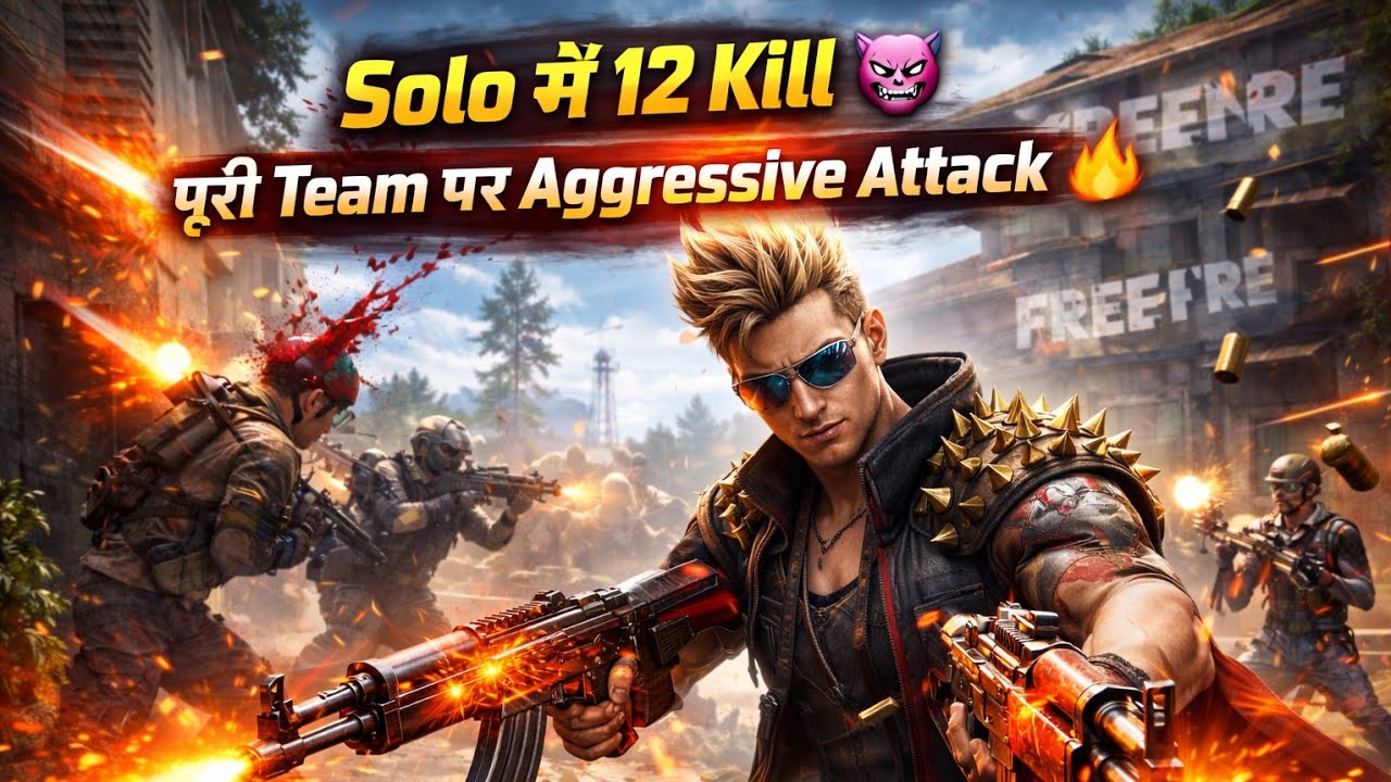 Solo में 12 Kill 😈 | पूरी Team पर Aggressive Attack 🔥 Free Fire #freefire #gaming #games #