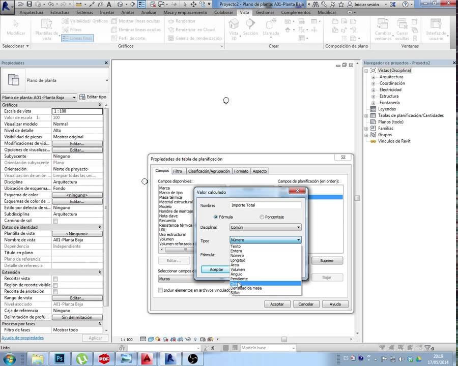 Como crear una tabla de cuantificación de muros en Revit