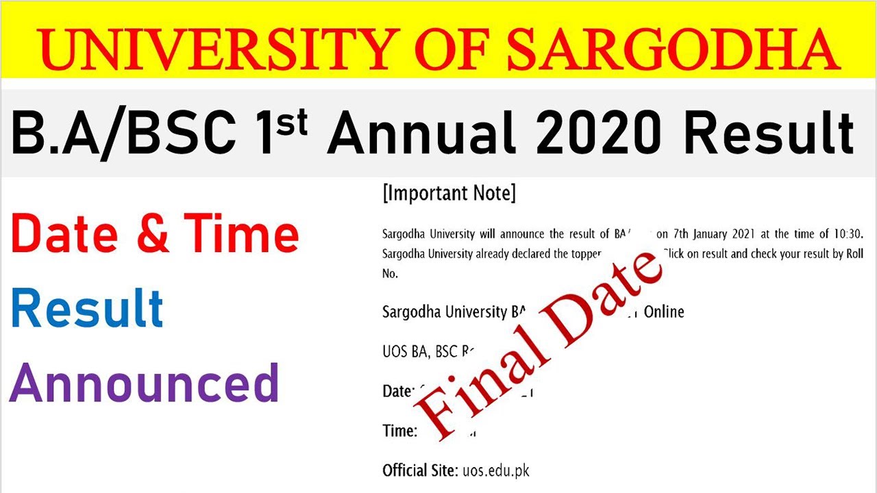 B.A/BSC Result 2020 | 1st Annual Examination Result 2020 | Date Time | UOS | 2021 Result