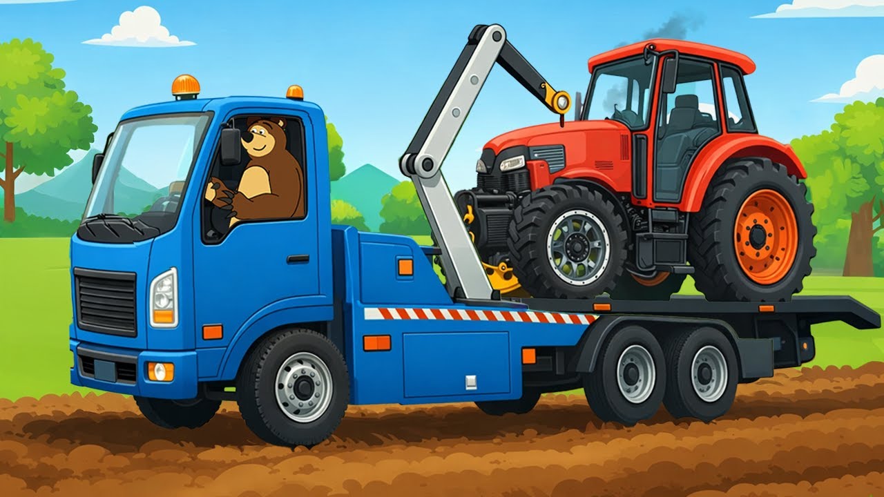 Farm Work Day: Broken Tractor in the Field Gets Transported for Repair | Vehicles Farm