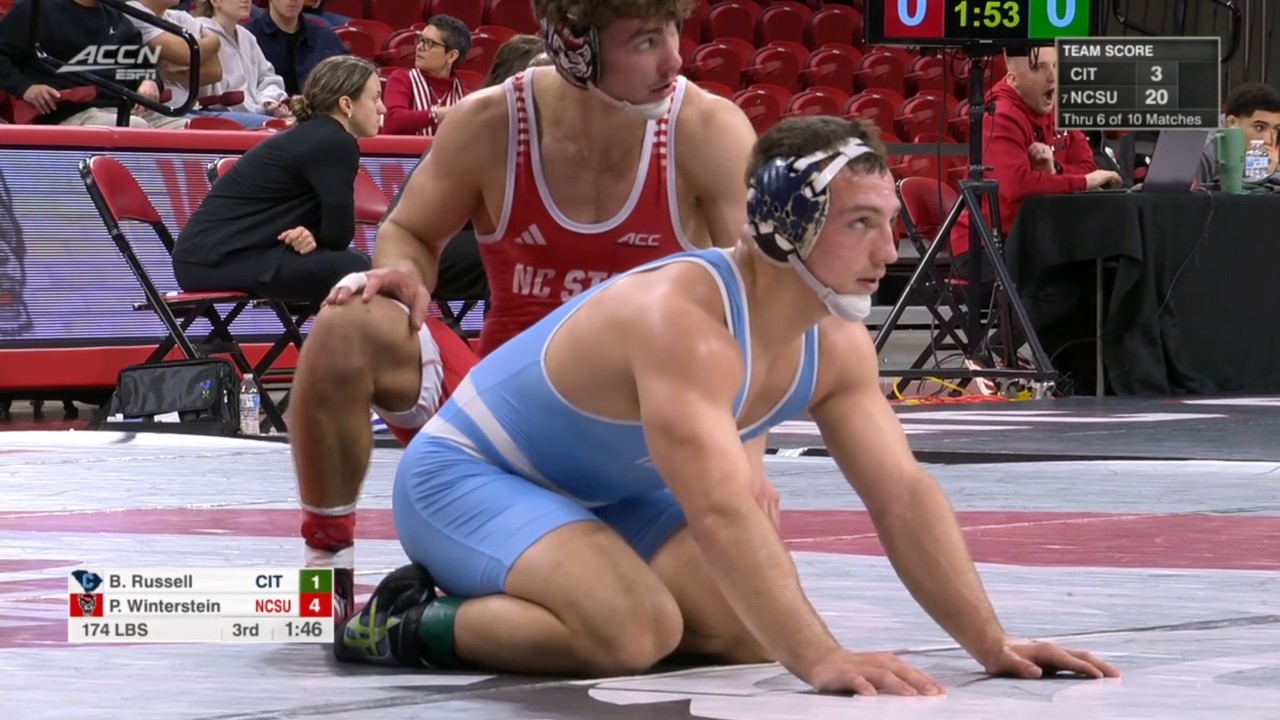 174lbs Braxton Russell (Citadel) vs Pete Winterstein (NC State)