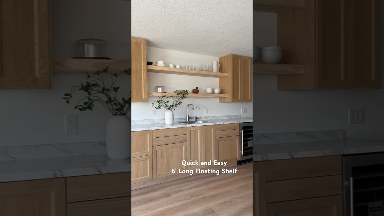 6 feet long solid wood floating shelves for wet bar