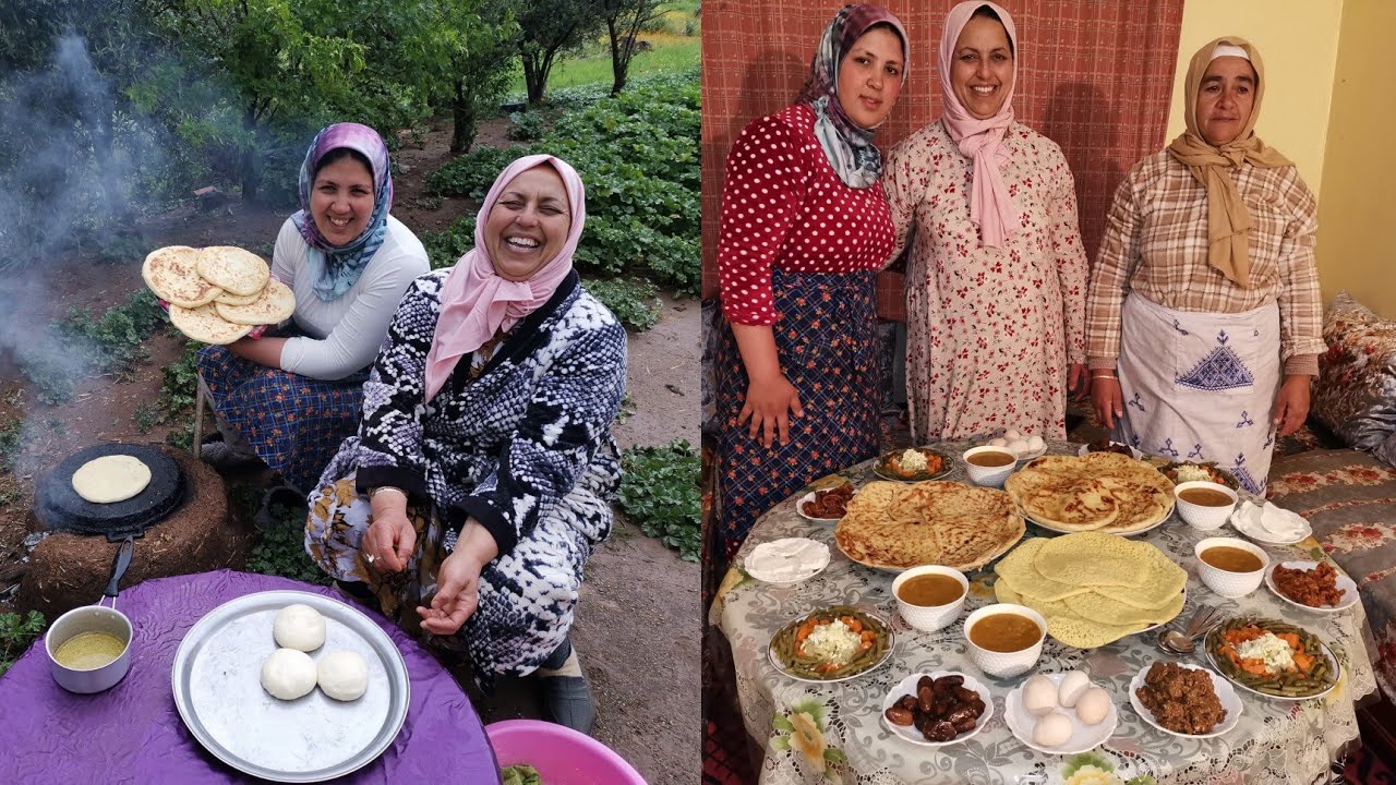 مائدة رمضان : الفطور الثاني🌙فطور بلدي💯 و أول تجريبة البنت مي_حليمة طيب على الكانون👍