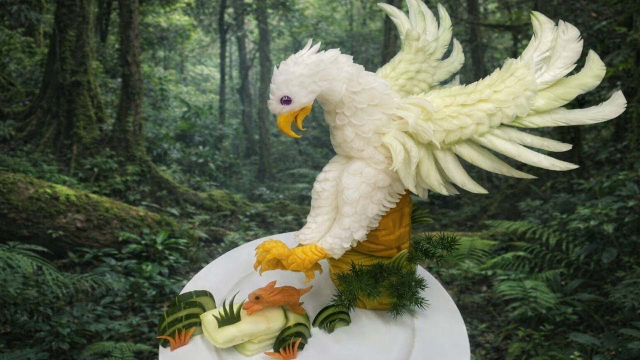 Сочетание белой редьки и тыквы создало потрясающее произведение искусства.
