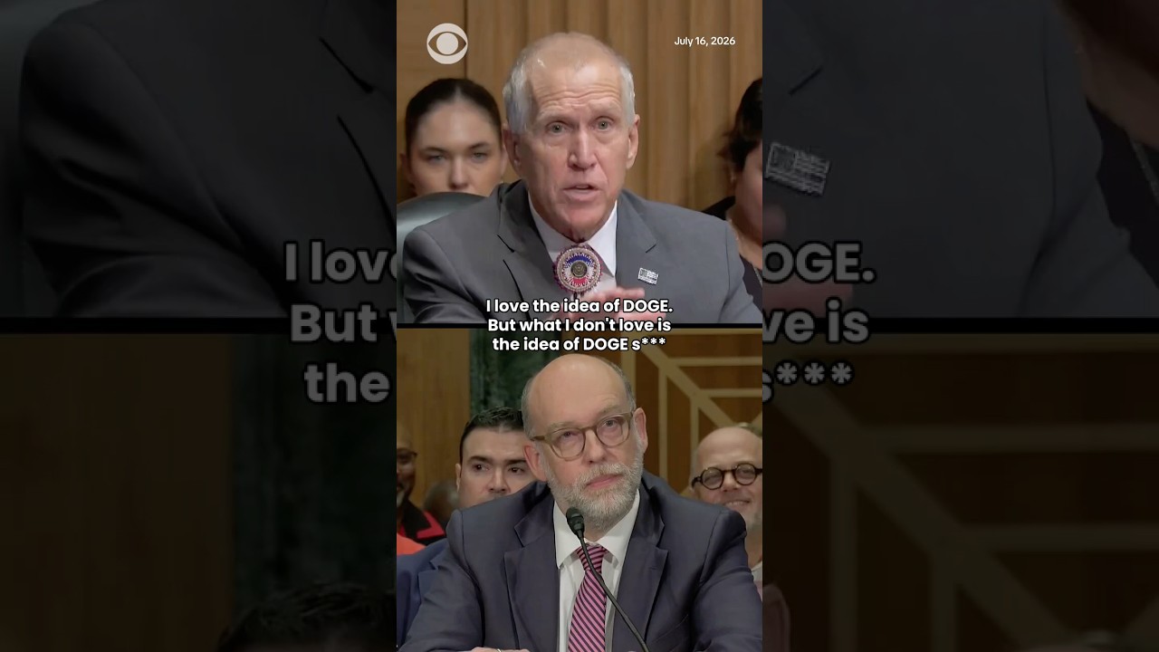 Sen. Tillis shouts at OMB Director Vought over DOGE cuts to federal workforce #shorts