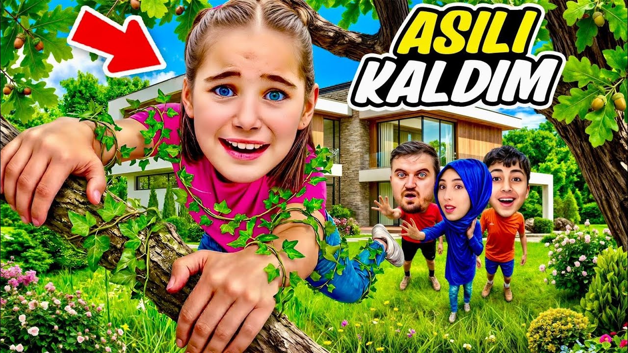 ELİF SİNEM BAHÇEDE AĞACA ÇIKTI İNEMEDİ ‼️ EYVAH ASILI KALDI !! 