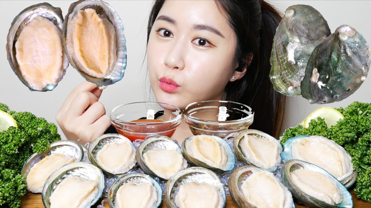 SUB)ASMR 전복회 먹방 [Raw Abalone] アワビ Real sound Mukbang