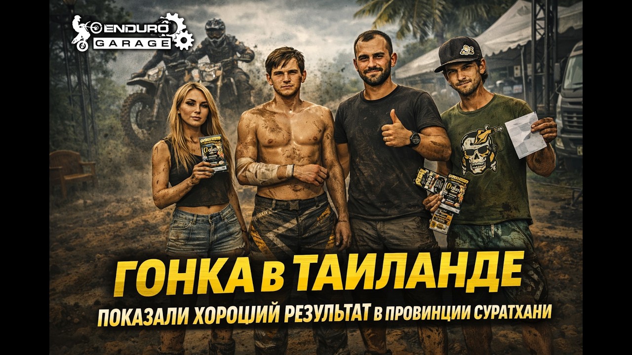 Эндуро гонка в Таиланде. Показали хороший результат в Провинции Суратхани. Эндуро Гараж Пхукет.