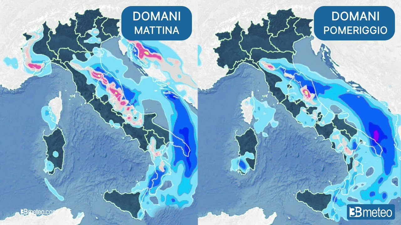 Mercoledì impulso freddo dai Balcani con pioggia e neve, ecco dove