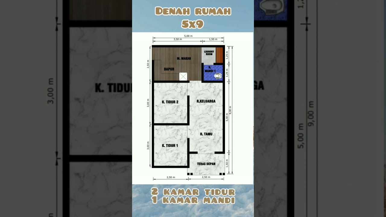 Denah Rumah 5x9 meter #denahrumah #minimalist #shots #fypシ