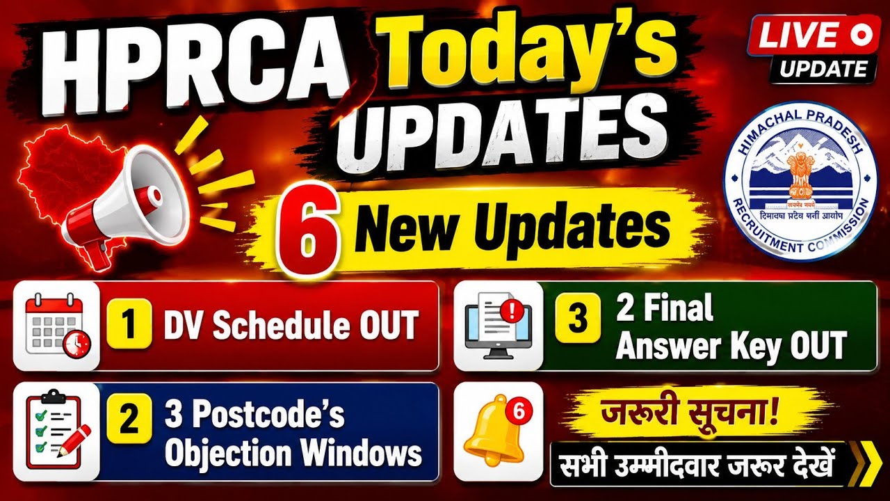 🔴👉 HPRCA 6 New Updates, DV Schedule, Cross Objection Windows, Final Answer Key etc Out