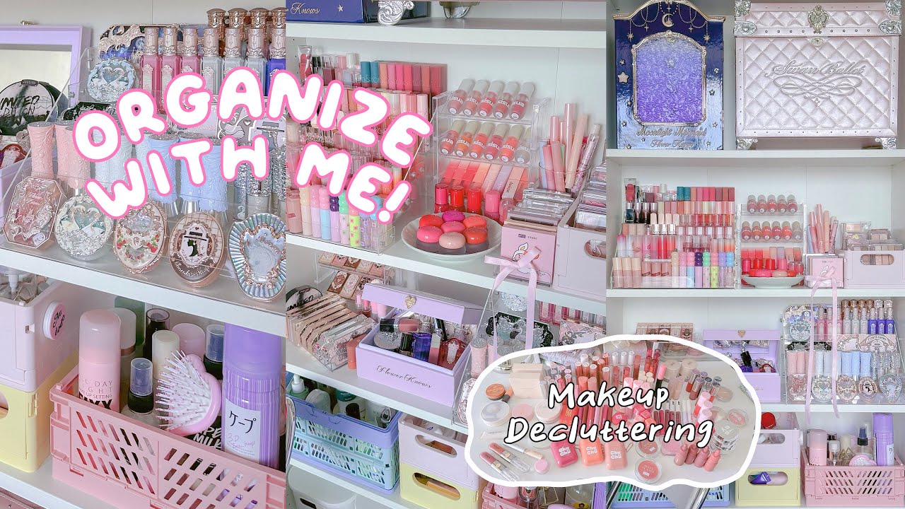 DOWNSIZING MY MAKEUP COLLECTION 🧤 Monthly Decluttering & Aesthetic Vanity Area Makeover 🍡