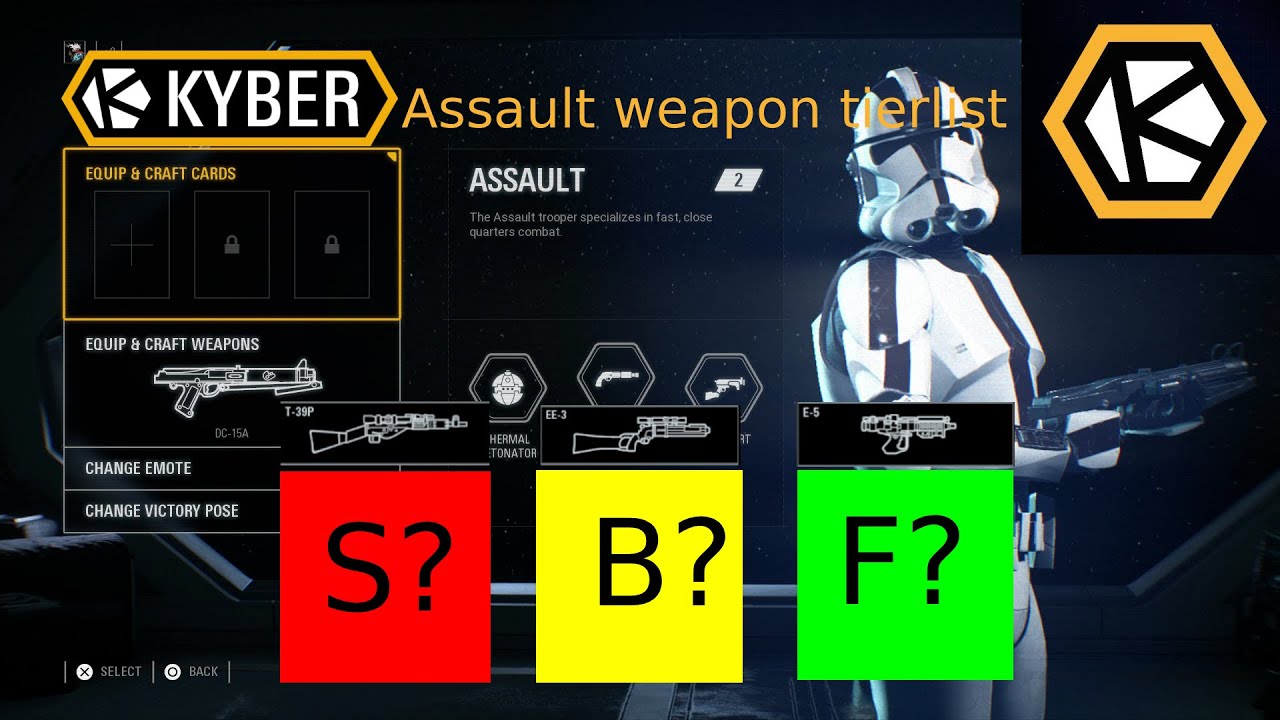 Star Wars Battlefront 2 KyberV2 Assault Tier list