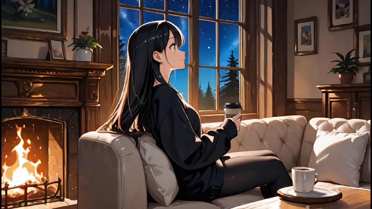 Lofi Fireplace Night ☕ Relaxing Chill Beats for Study, Sleep & Focus