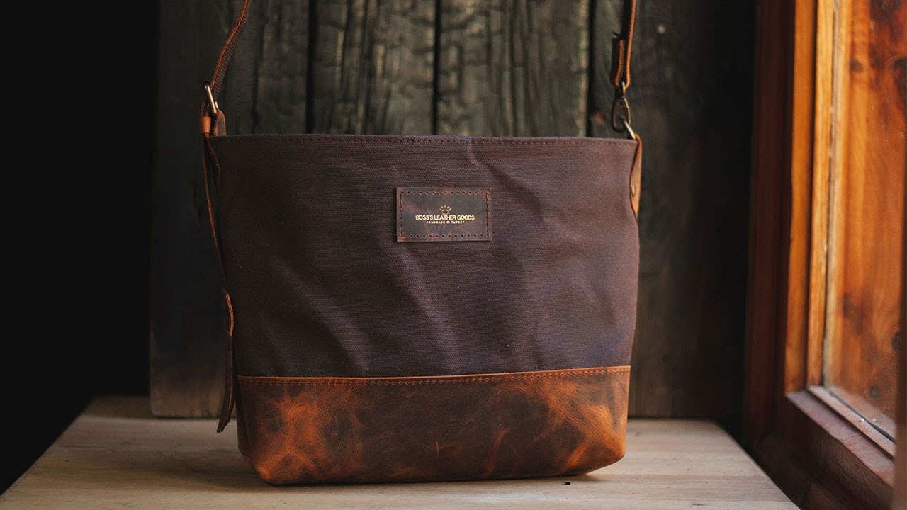 Leather & Canvas Bag - Easy DIY Project with PDF Pattern #leather #pdf #pdfpattern