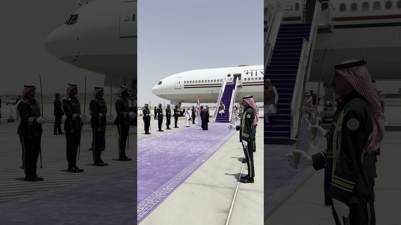 PM Shri Narendra Modi is honoured with a 21-gun salute upon his arrival in Jeddah, Saudi Arabia.
