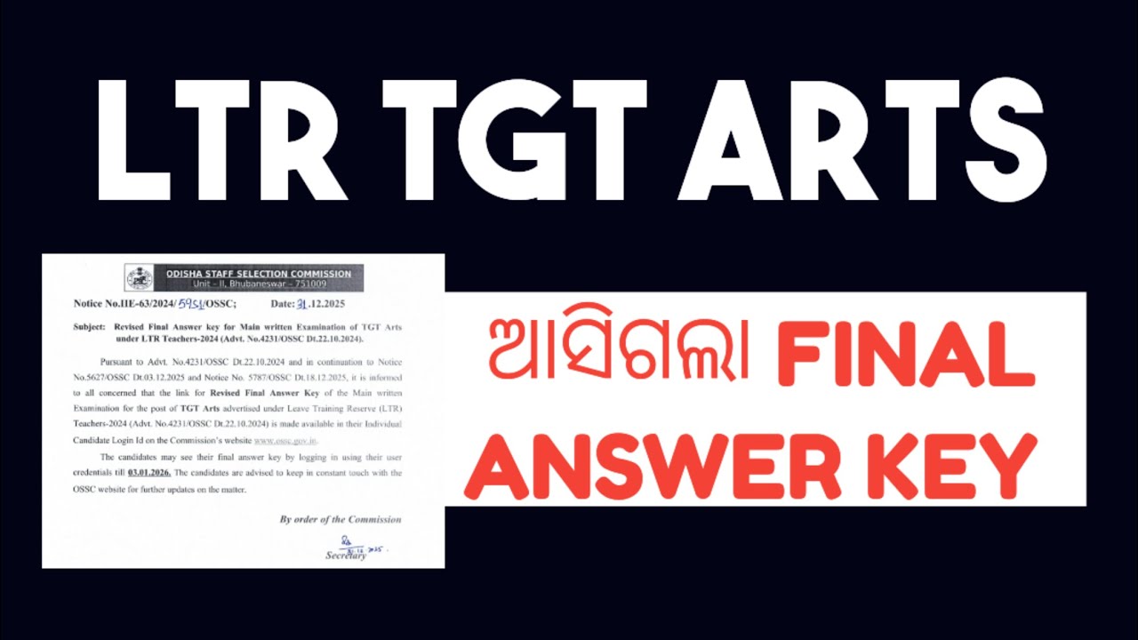 LTR TGT ARTS || OSSC RELEASED FINAL ANSWER KEY
