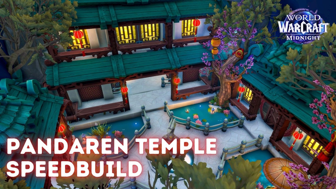 WoW Housing | Pandaren Temple Speedbuild 🏯🌸 #worldofwarcraft #wowhousing