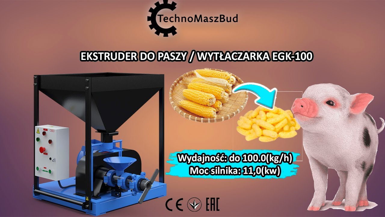 Ekstruder do paszy / Wytłaczarka EGK-100 | Praca na wilgotnej kukurydzy
