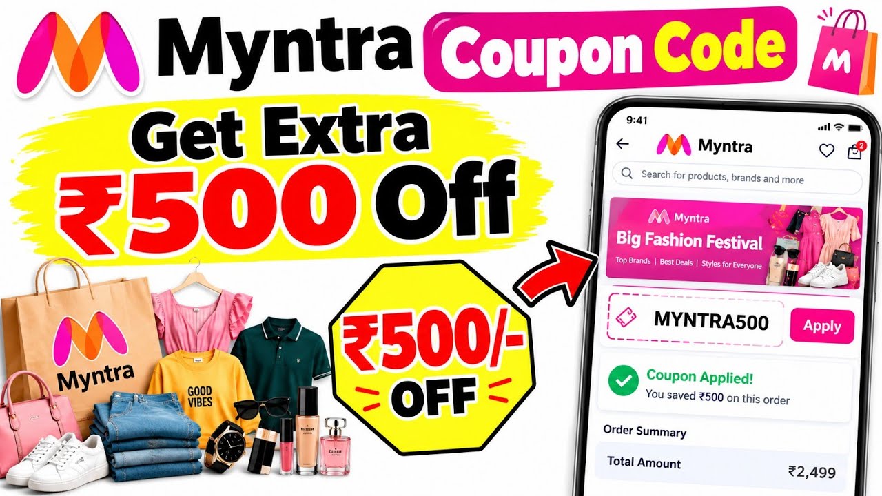 Myntra Today Free 500 off coupon | First Order, Old User Deals & Beauty Discounts You Can&rsquo;t Miss