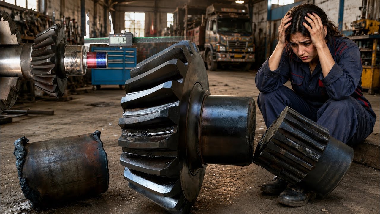 The Dozer Bevel Gear Shattered Under Extreme Force Now an Talented Mechanic Repaired it Like New