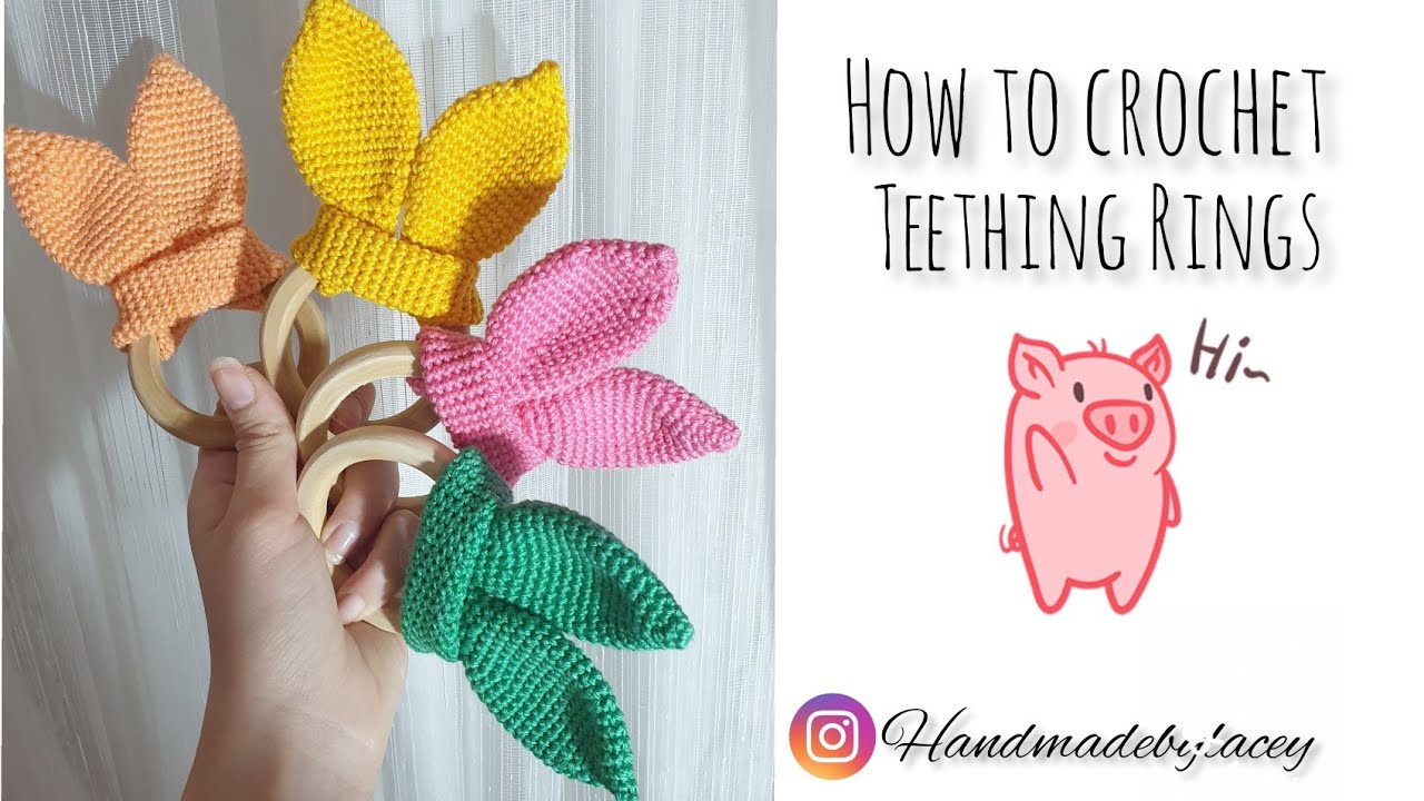 How To Crochet Teething Ring Bunny Ears ( Tutorial  ) Free Pattern