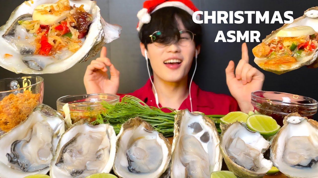 ASMR 제철 대왕 생굴 먹방(Ft.해산물 소스,라임) GIANT RAW OYSTER MUKBANG คนเกาหลีกินหอยนางรมสดตัวใหญ่กับน้ำจิ้มแซ่บๆ