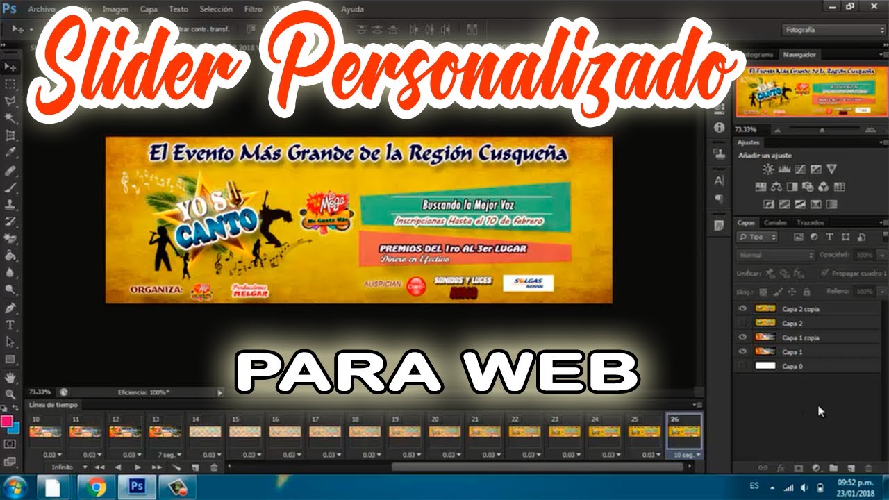 Cómo Hacer Slider Con Varias Imágenes en Photoshop - Para la Portada de una Página Web.