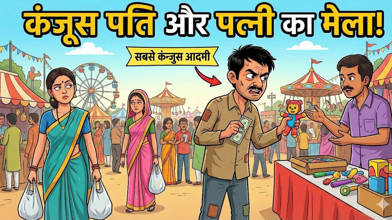 कंजूस पति और पत्नी गए मेला घूमने | Hindi Kahani | Hindi Story | Moral Story | Cartoon Story | Story 