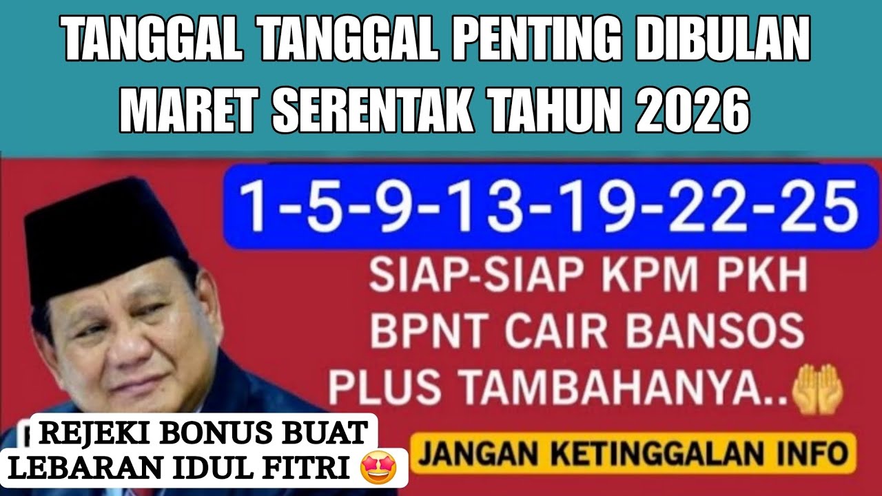 TANGGAL2 PENTING DIBULAN MARET BONUS LEBARAN CAIR LAGI YA KHUSUS KPM KATEGORI INI INFO 5 BANTUAN 