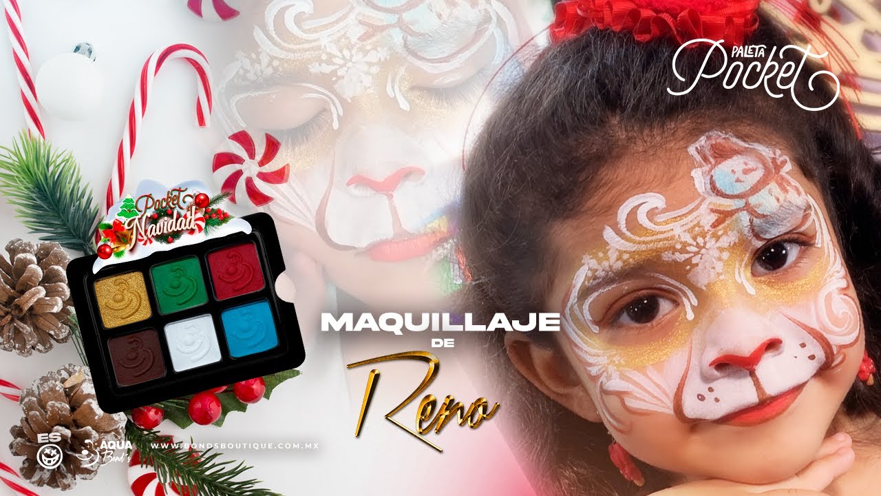 Pintacaritas Reno 🦌⎪Pocket Navidad 🎄⎪Maquillaje de agua 🖌