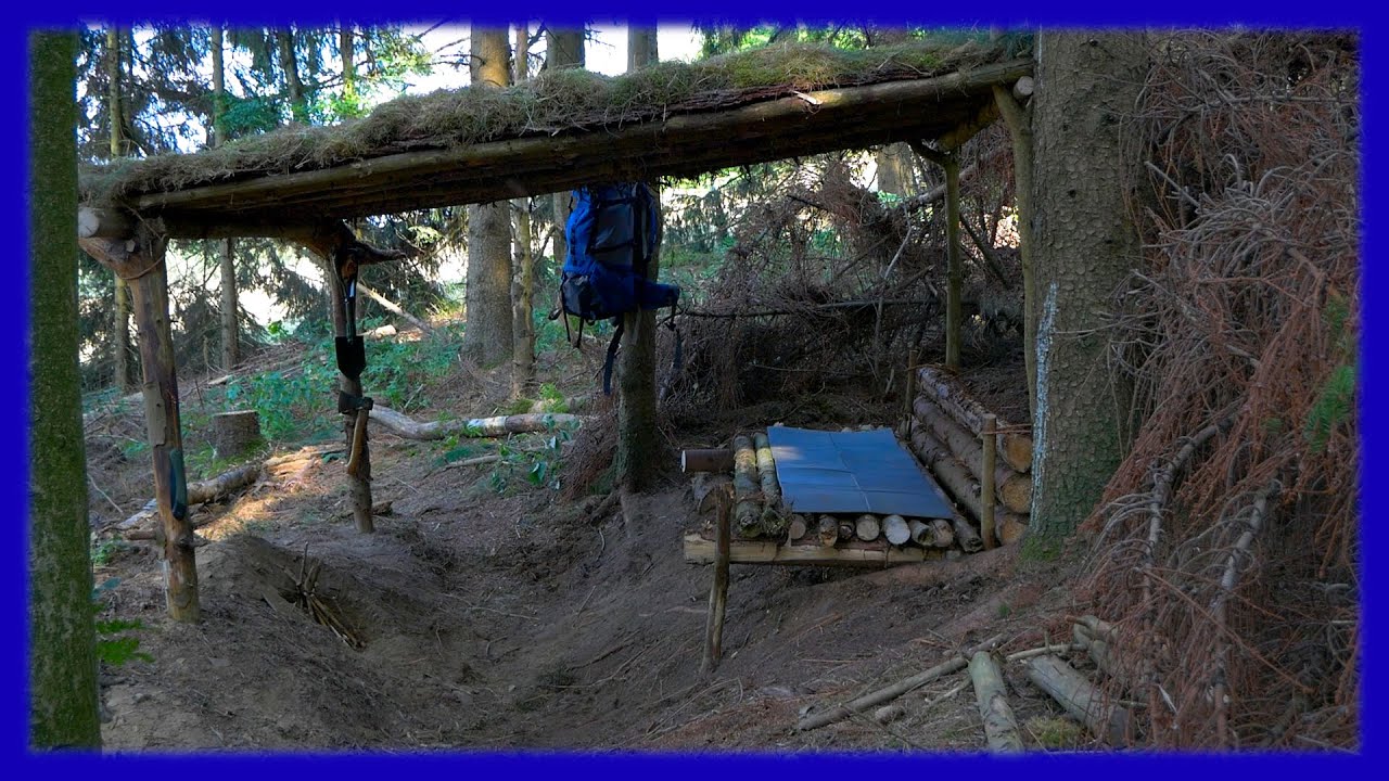 Bushcraft Camp: Roof Hut - Outdoor Survival Shelter Lagerbau