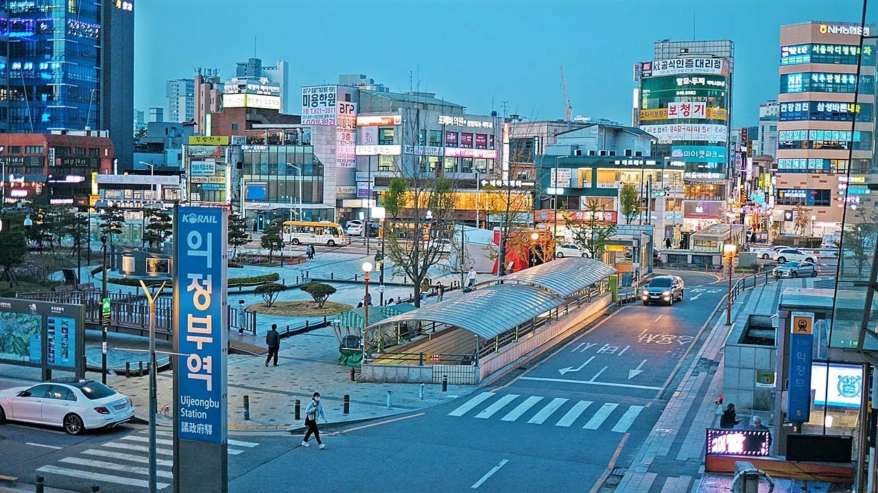 [4K] Korea Night Walk - Uijeongbu, Rodeo&Budaejjigae Street (Army Stew) | 의정부역 야간 산책 - 구시가지와 부대찌개거리